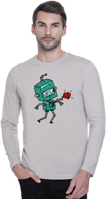 LV CARE Printed, Self Design Men Round Neck Grey T-Shirt