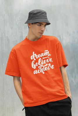 Jember Printed, Typography Men Round Neck Orange T-Shirt