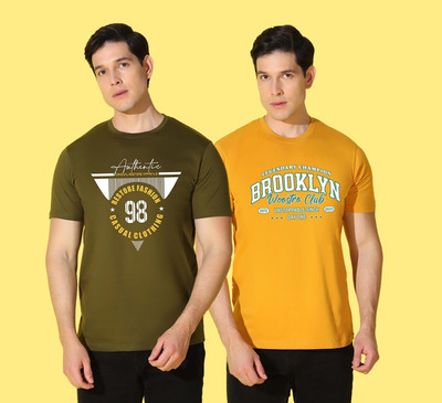 WOOSTRO Printed Men Round Neck Multicolor T-Shirt