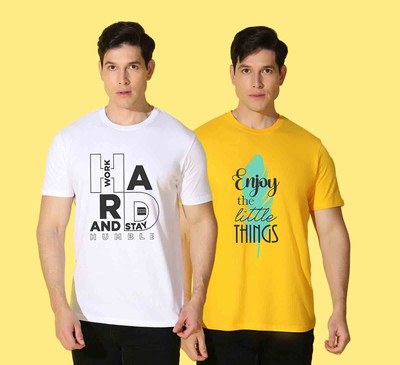 WOOSTRO Printed Men Round Neck Multicolor T-Shirt