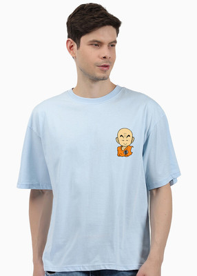 Pronk Printed Men Round Neck Light Blue T-Shirt