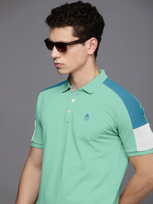 ORITO Colorblock Men Polo Neck Green T-Shirt