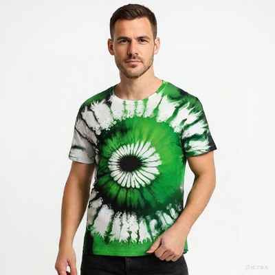UD FABRIC Colorblock Men Round Neck Green T-Shirt