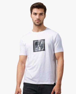 RARE RABBIT Graphic Print Men Crew Neck White T-Shirt