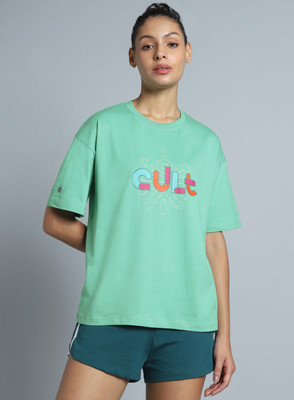 Cult Graphic Print Women Round Neck Green T-Shirt