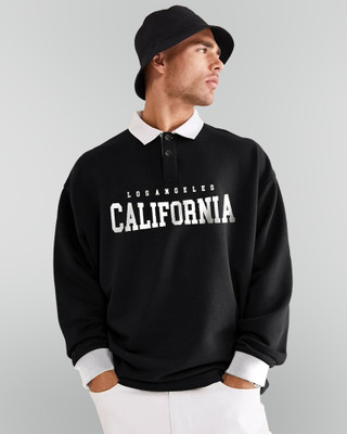 EyeBogler Typography Men Polo Neck Black T-Shirt