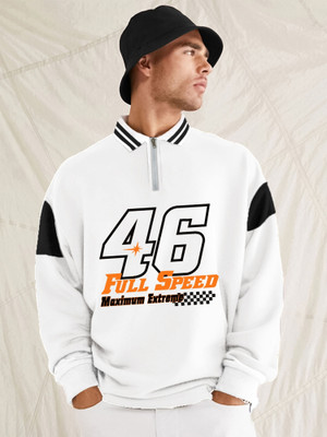 Jump Cuts Printed Men Polo Neck White T-Shirt