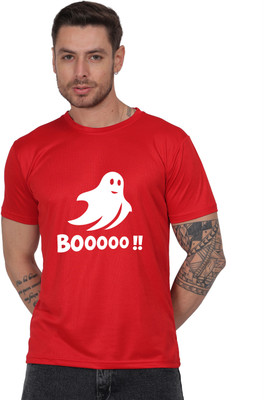 ZAYOKI Printed Men Round Neck Red T-Shirt