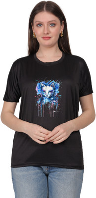 UPTRADE Graphic Print Women Round Neck Black T-Shirt