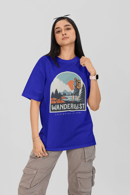 Stylewill Graphic Print Women Round Neck Blue T-Shirt