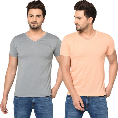 Adorbs Trend Solid Men V Neck Multicolor T-Shirt