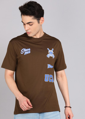 United Colors of Benetton Printed Men Round Neck Brown T-Shirt