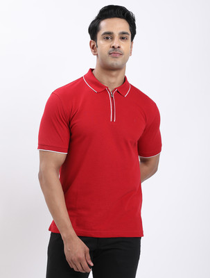 INDIAN TERRAIN Solid Men Polo Neck Red T-Shirt