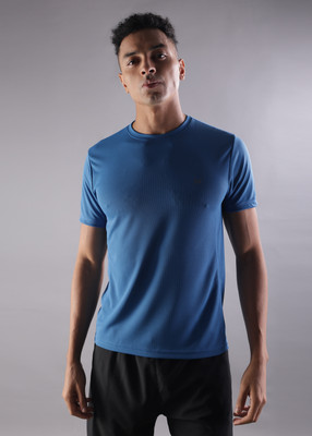 Force NXT Solid Men Round Neck Blue T-Shirt