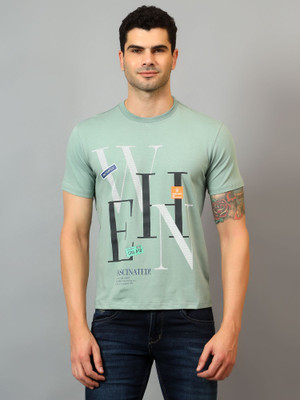 CANTABIL Printed Men Round Neck Light Green T-Shirt