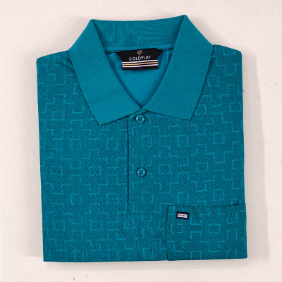 COLORTRAIT Geometric Print Men Polo Neck Green T-Shirt