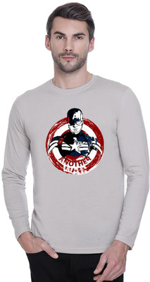 LV CARE Printed Men Round Neck Grey T-Shirt