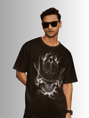 VIBE WEAR PVT LTD Printed Men Crew Neck Black T-Shirt