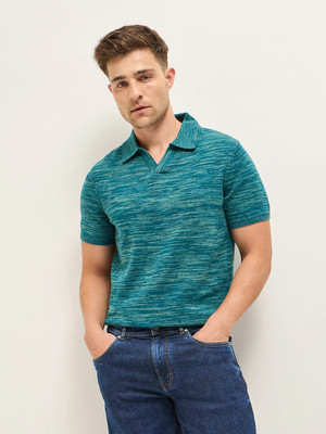 THE BEAR HOUSE Self Design Men Polo Neck Multicolor T-Shirt