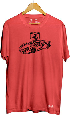 THE PRINT PLATTER Printed Men Round Neck Red T-Shirt
