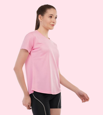 Chicaria Sporty Women Round Neck Pink T-Shirt