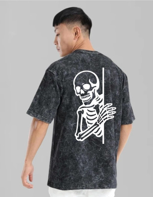Hoffbuddy Graphic Print, Washed Men Crew Neck Black T-Shirt