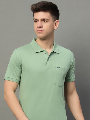 XYRIS Solid Men Polo Neck Light Green T-Shirt