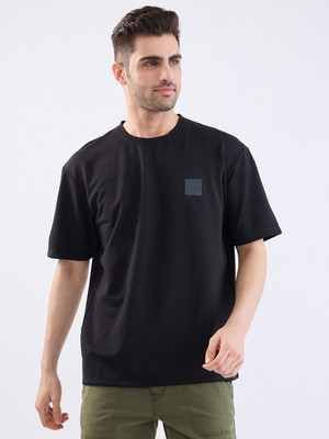 Spykar Solid Men Round Neck Black T-Shirt