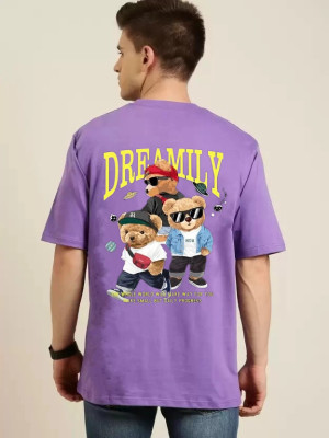 Lecowar Typography, Printed Men Round Neck Purple, White T-Shirt