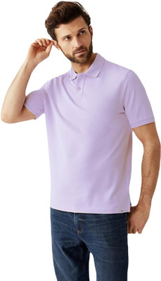 ZubyDuby Solid Men Polo Neck Purple T-Shirt
