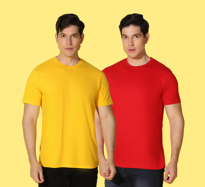 WOOSTRO Solid Men Round Neck Multicolor T-Shirt