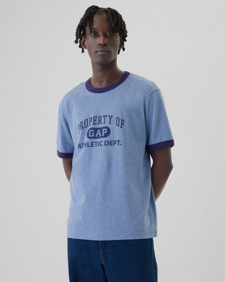 GAP Graphic Print Men Round Neck Blue T-Shirt