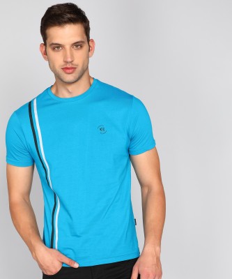 Kenneth Cole Solid Men Round Neck Blue T-Shirt