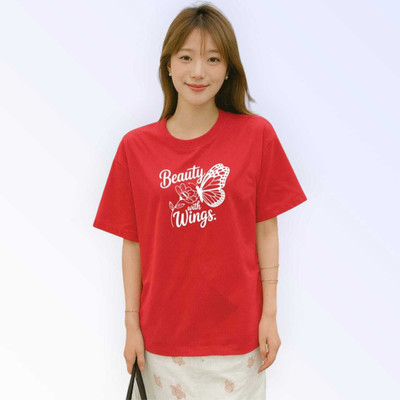 MAJESTIC FASHION Printed Women Round Neck Red T-Shirt
