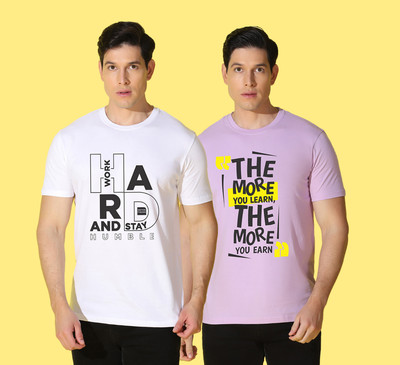 WOOSTRO Printed Men Round Neck Multicolor T-Shirt