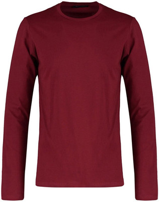 RULEDBYSUN Solid Men Round Neck Maroon T-Shirt