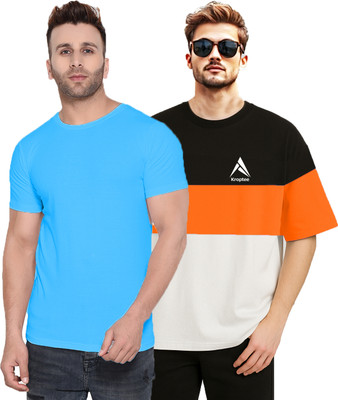 Kroptee Colorblock, Solid Men Round Neck Multicolor T-Shirt