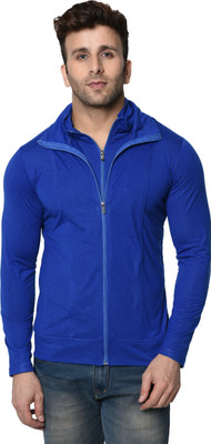 Tresna Trending Solid Men High Neck Blue T-Shirt