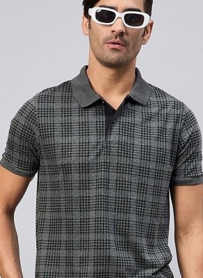 Austin Wood Checkered Men Polo Neck Multicolor T-Shirt