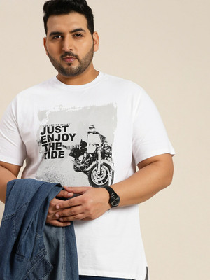 Sztori Printed Men Round Neck White T-Shirt