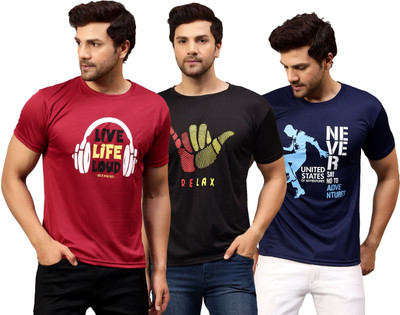 Garmin Graphic Print Men Round Neck Multicolor T-Shirt