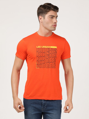 LEE Solid Men Round Neck Red T-Shirt