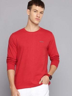 R.Code by The Roadster Life Co. Solid Men Round Neck Red T-Shirt