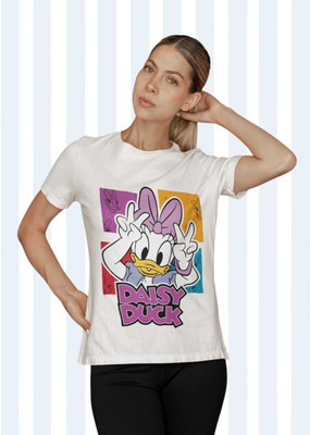 PD CLORI Solid Women Round Neck White T-Shirt
