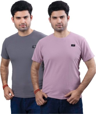 swastika vastram Solid Men Round Neck Green, Grey T-Shirt