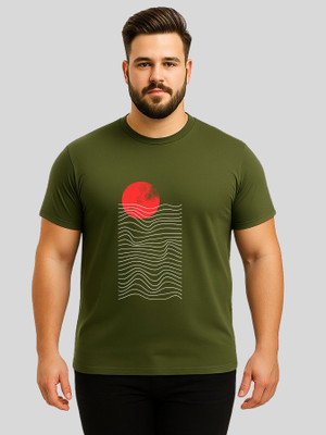 KART BLACK Solid Men Round Neck Green T-Shirt