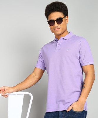 Raymond Solid Men Polo Neck Purple T-Shirt