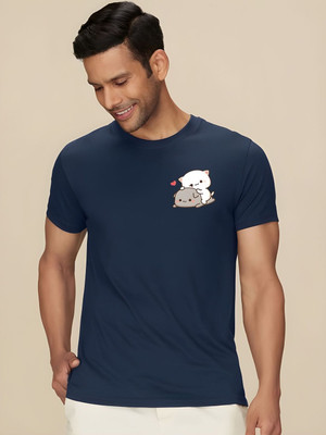 SZN Graphic Print Men Round Neck Dark Blue T-Shirt