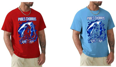 Majexic Printed Men Round Neck Multicolor T-Shirt