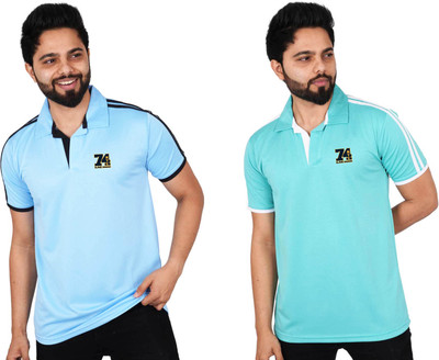La Milano Striped Men Polo Neck Multicolor T-Shirt